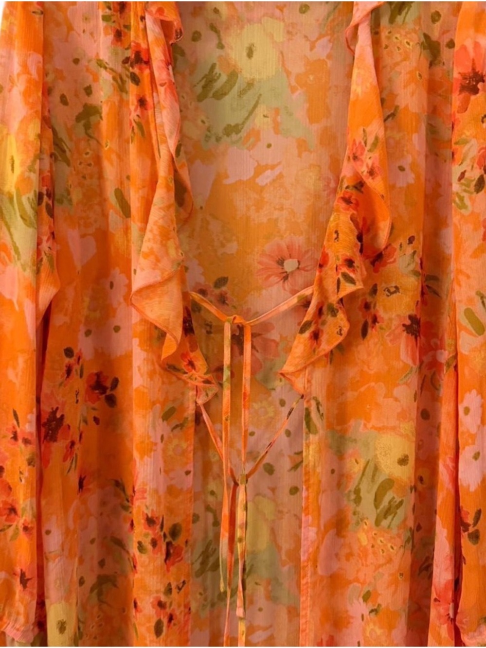 ๐ Wild Fable Orange Floral Ruffle Cover-Up XL ๐ - Picture 4 of 14